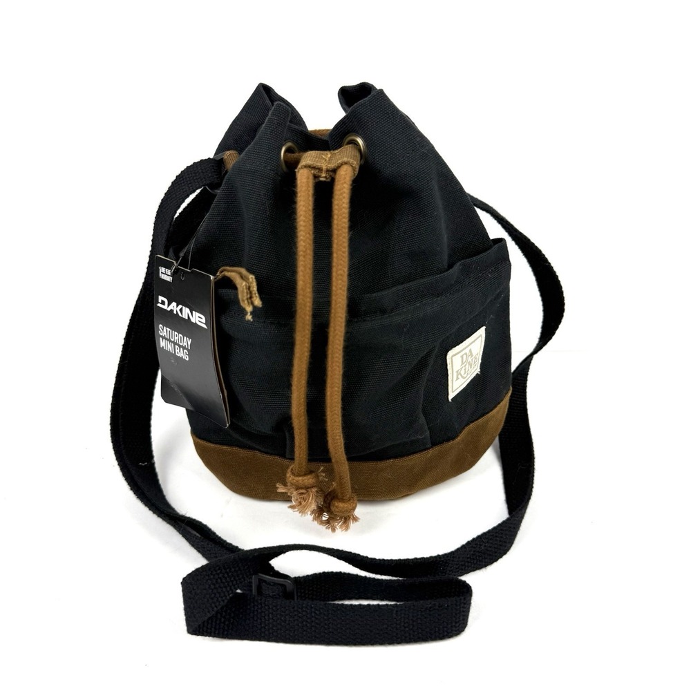 Dakine Saturday Mini Bag Black Onyx CanvasDrawstring Crossbody Handbag NWT